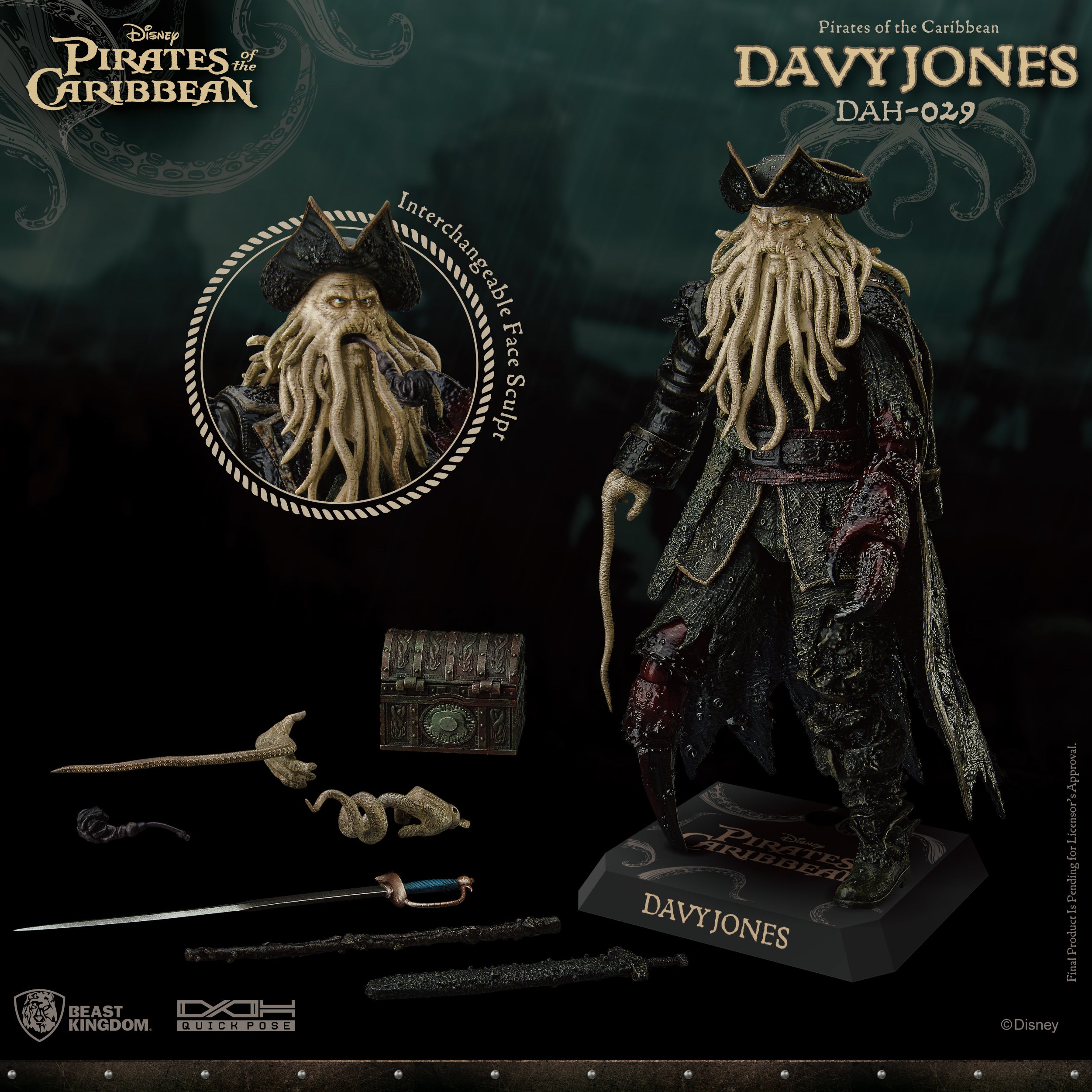  Beast Kingdom Pirates of The Caribbean: at World's End Davy  Jones DAH-029 Dynamic 8ction Heroes Action Figure, Multicolor : Toys & Games